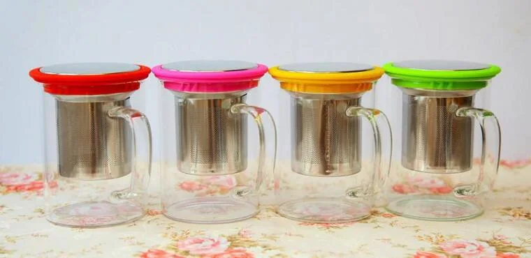 Colorful Glass Tea Cup Gift Glass Tea Mug Gift Glass Office Cup Tea Cup with Infuser