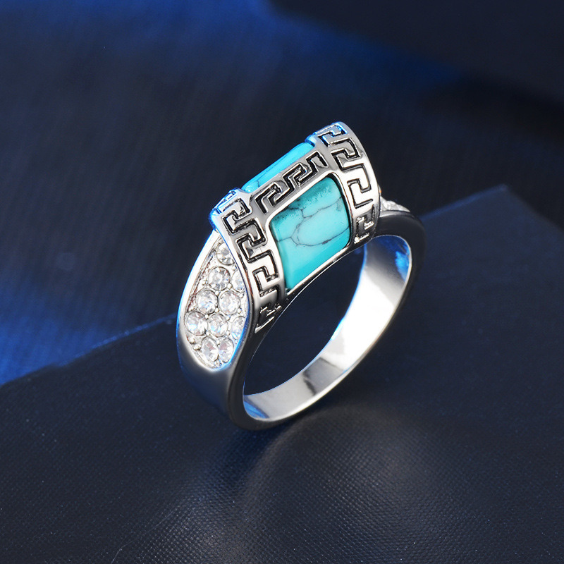 Turquoise Ring Retro Jewelry Gift for Women