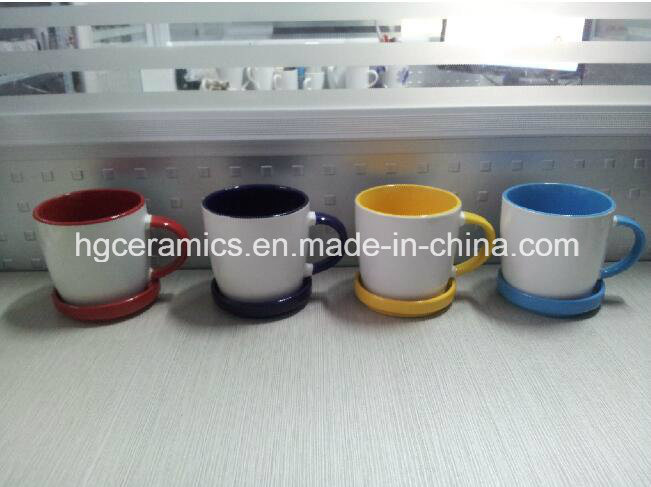 350ml Ceramic Mug with Coaster, 350ml Mug with Lid