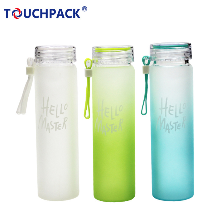 Hot Sale Custom Logo Printing 550ml 18oz Drinking Glass Water Bottle with Screw Cap