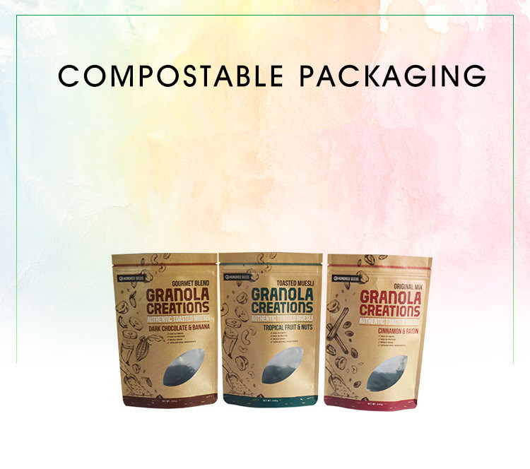 Compostable Flat Bottom Kraft Flat Bottom Pouch Biodegradable Bag