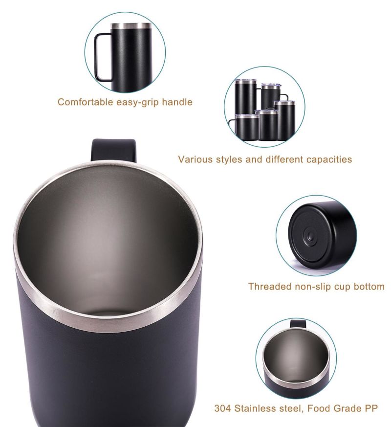 Stainless Steel Coffee Mug Double Walled Vacuum Insulated Travel Mug with Handle and Lid