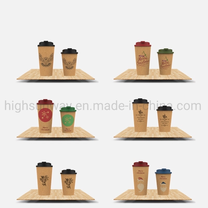 450ml Single Layer PP Biodegradable Eco-Friendly Reusable Cork Coffee Mug Coffee Cup