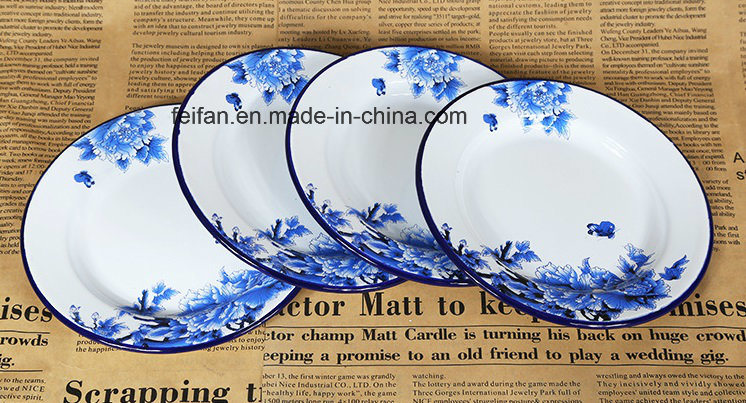 Chinese Traditional Blue and White Porcelain Enamel Plate, Cup, Bowl Set