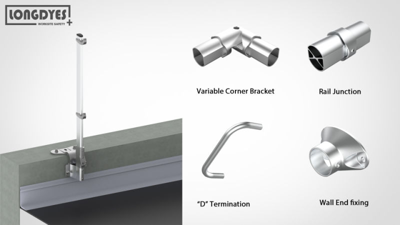 Folding Upright Nonfloating Rail for The Parapet Wall with Z-Type Mounted Plate