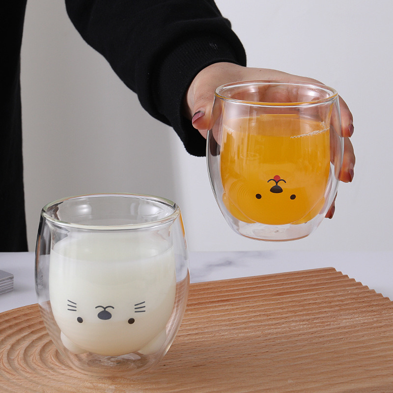 Bear Glass Cup Gift Children's Cup Glass Milk Cup Glass Coffee Cup Cute Gift Cup
