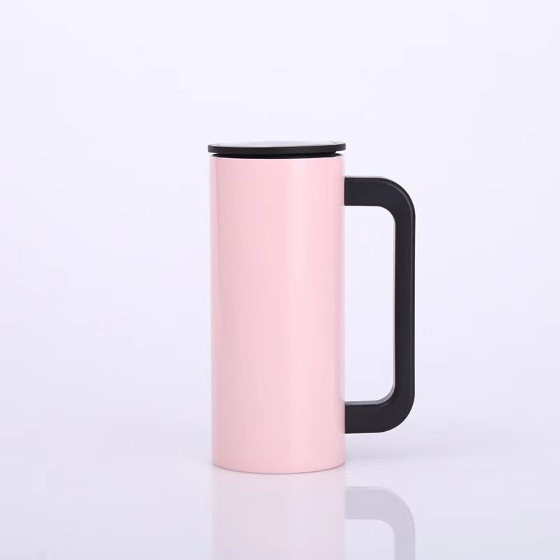 350ml Double Walled Stainless Steel Straight Body Vacuum Travel Mug with Handle