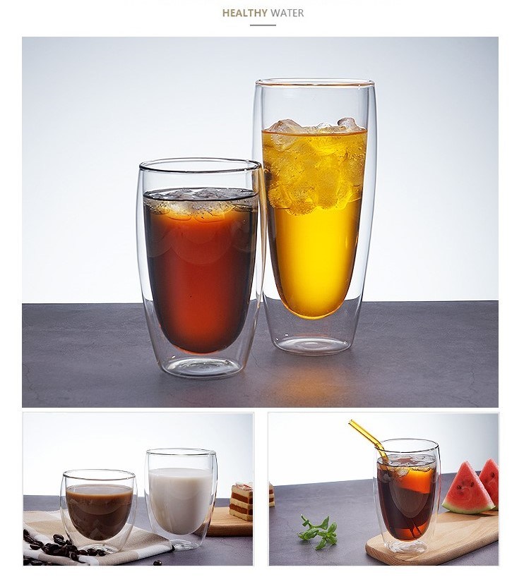 Transparent High Borosilicate Double Wall Beer Glass Cup Glass Water Cup Mugs