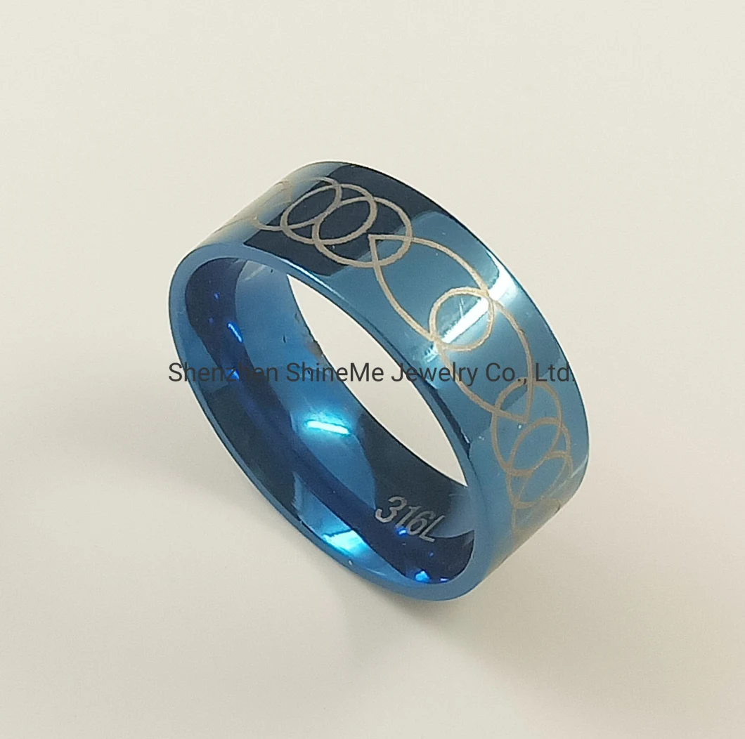 Fashion Jewelry Titanium Steel Personality Trend Stainless Steel Blue Plated Jewelry Finger Ring SSR4201