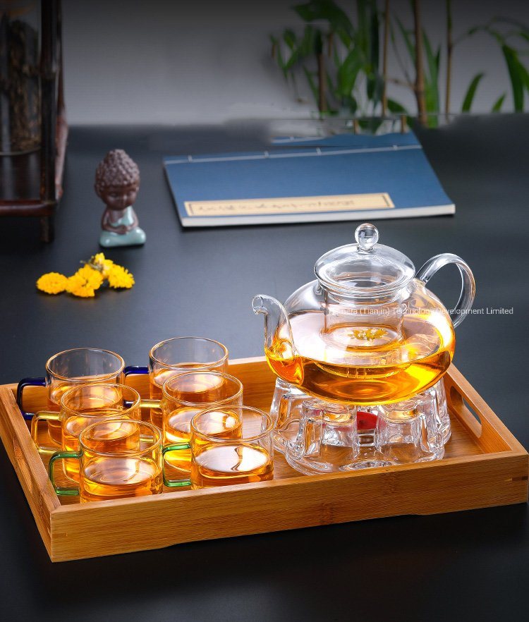 800ml Heat Resistant Borosilicate Glass Tea Pot Set with Glass Infuser