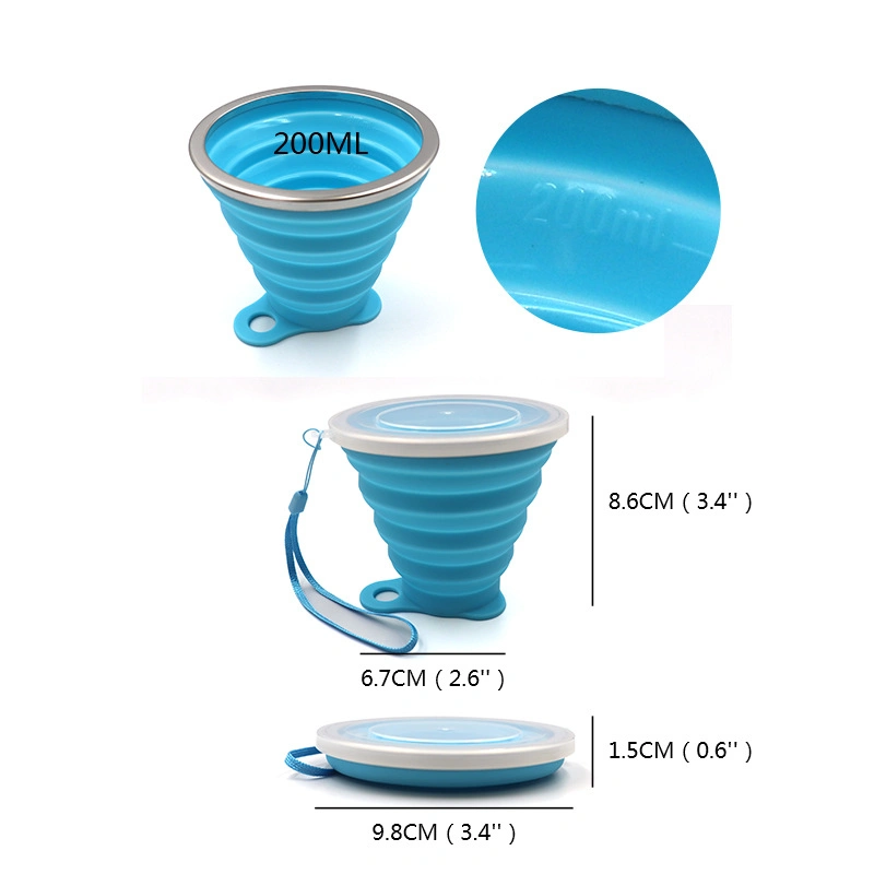 Collapsable Silicone Portable Travel Cup Foldable Water Drinking Cup Retractable Reusable Coffee Cup