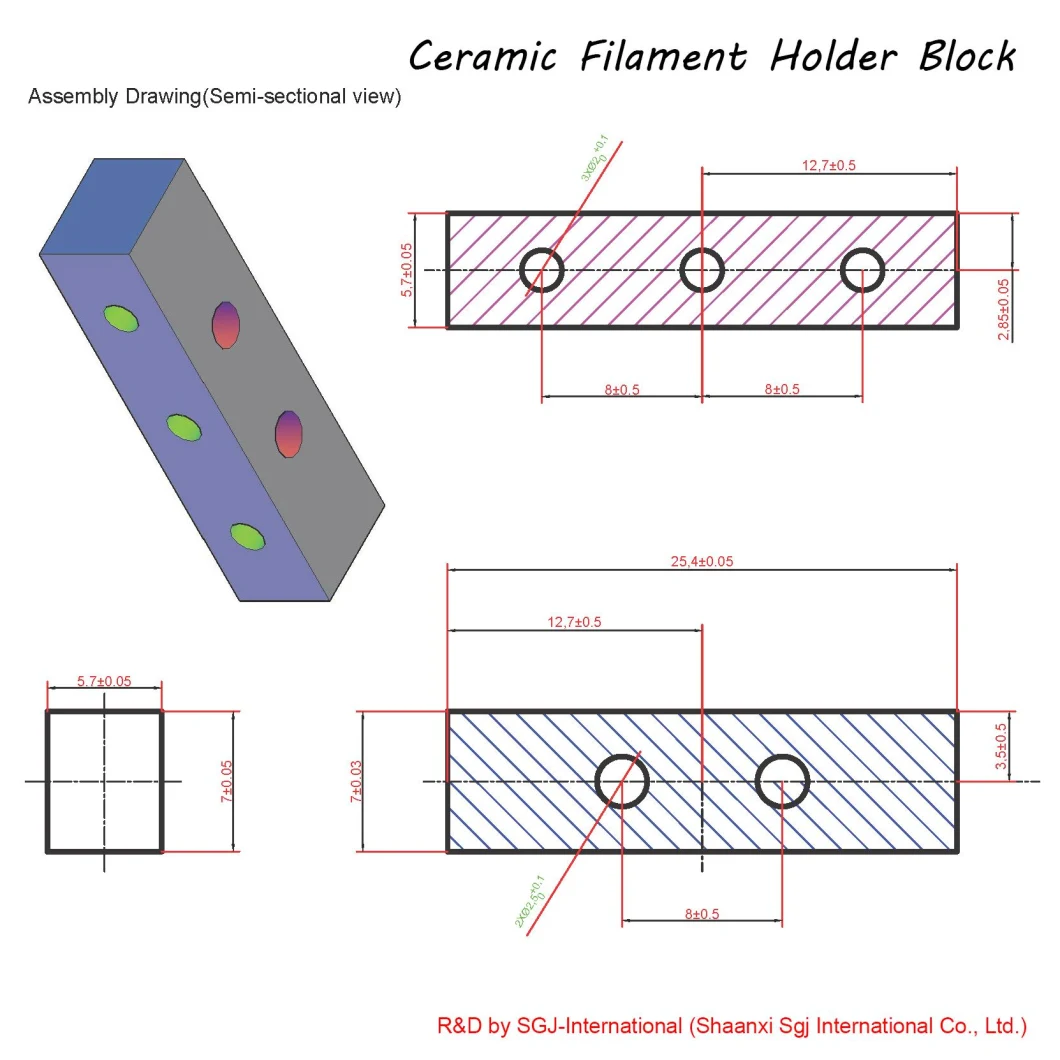 Sgj Ceramic Vacuum High Voltage Components Re-Crystallised Alumina Ceramic Sleevings/ Ceramic Studs