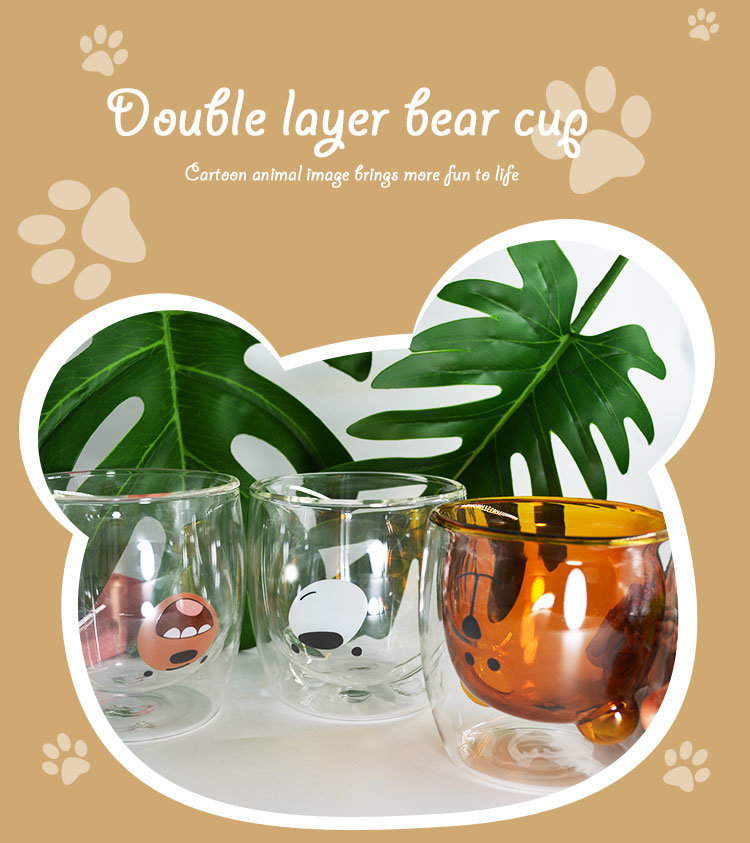 Customized Creative Holiday Gift Bear Shape Cup Transparent Glass Water Cup