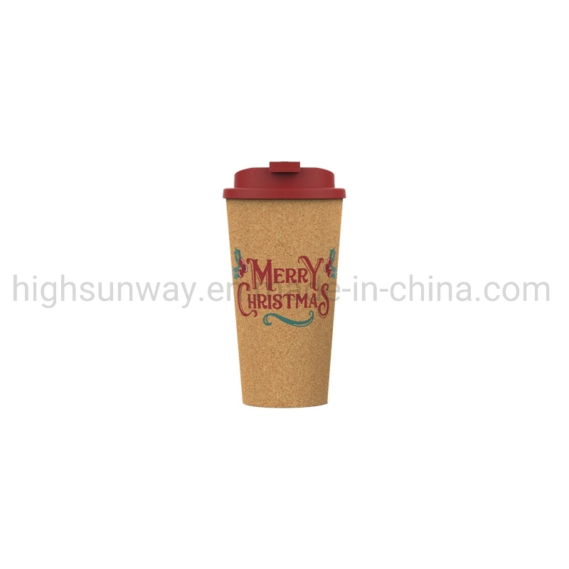 450ml Single Layer PP Biodegradable Eco-Friendly Reusable Cork Coffee Mug Coffee Cup