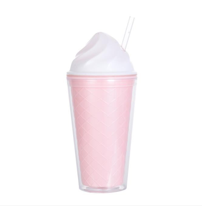 16oz Ice Cream Covered with Sippy Cups Double Plastic Cup