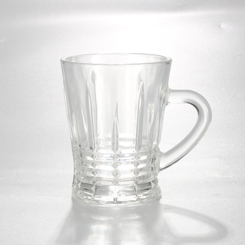 Good Quality Clear Engraved Elegant Tea Cup Glass Coffee Mug