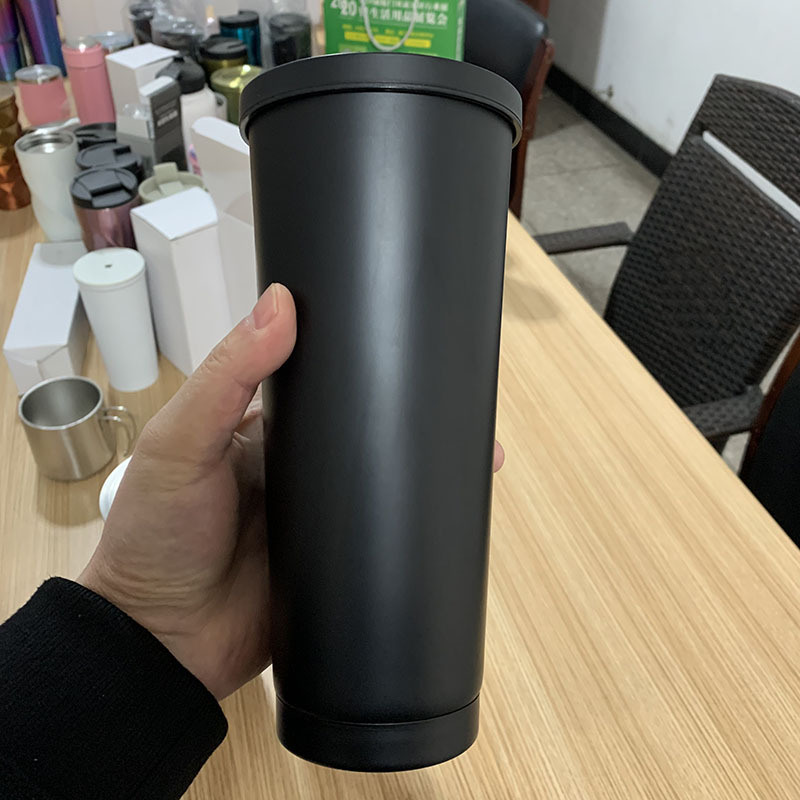 Double Walled Stainless Steel Travel Coffee Mug with Straw