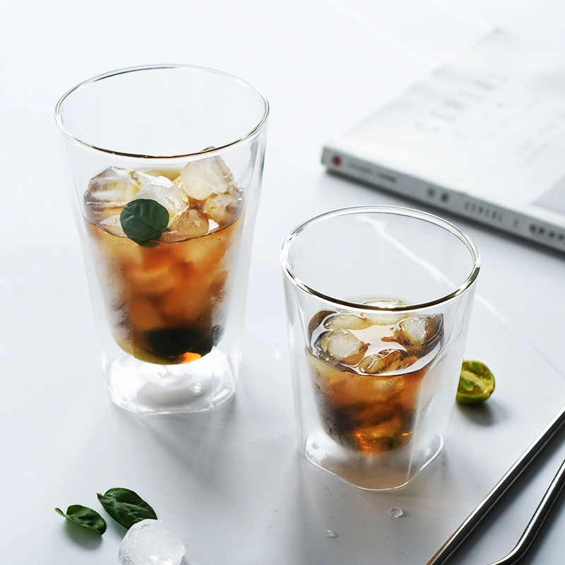 Hot Drinking Square Glass Cup Cold Drinking Cup Orange Juice Cup Double Wall Glass Hot Coffee Cup