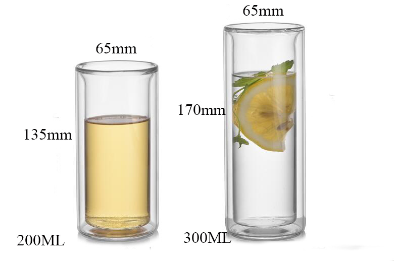 Double Wall Glass Juice Cup Cold Drinking Cup Beer Glass Juice Glass Pyrex Glass Tea Cup