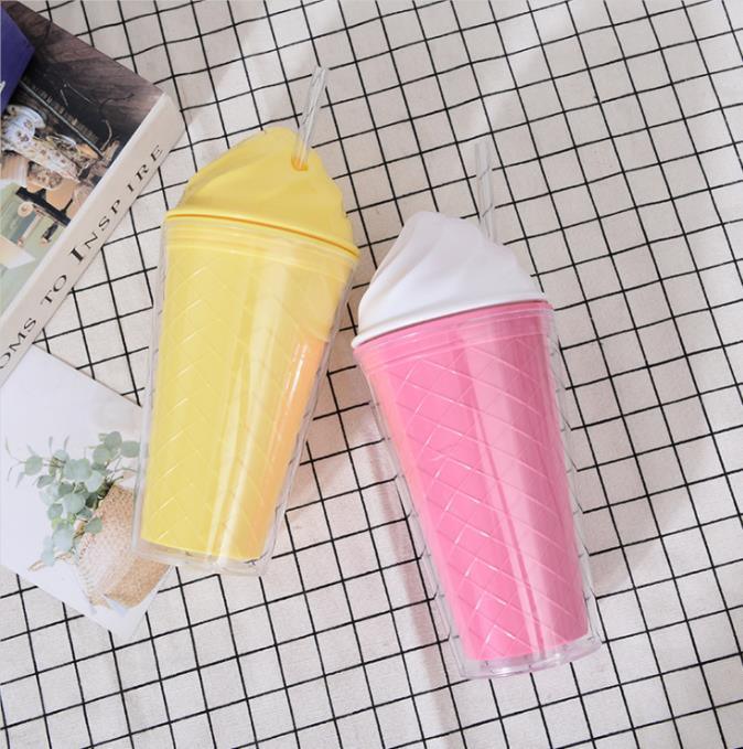 16oz Ice Cream Covered with Sippy Cups Double Plastic Cup