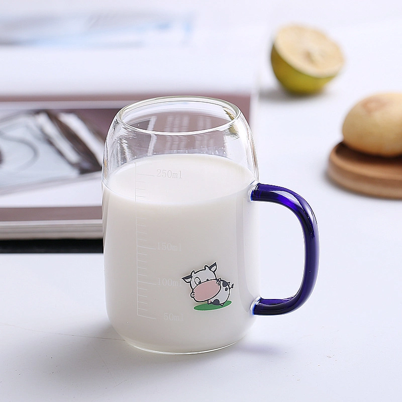 Breakfast Milk Cup Cute Cows Print Cup with Graduation Lines