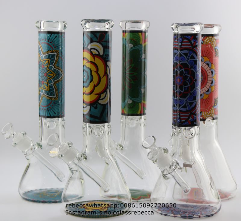colorful Decal New Design Beaker Base Pipe Glass Water Pipe Beaker