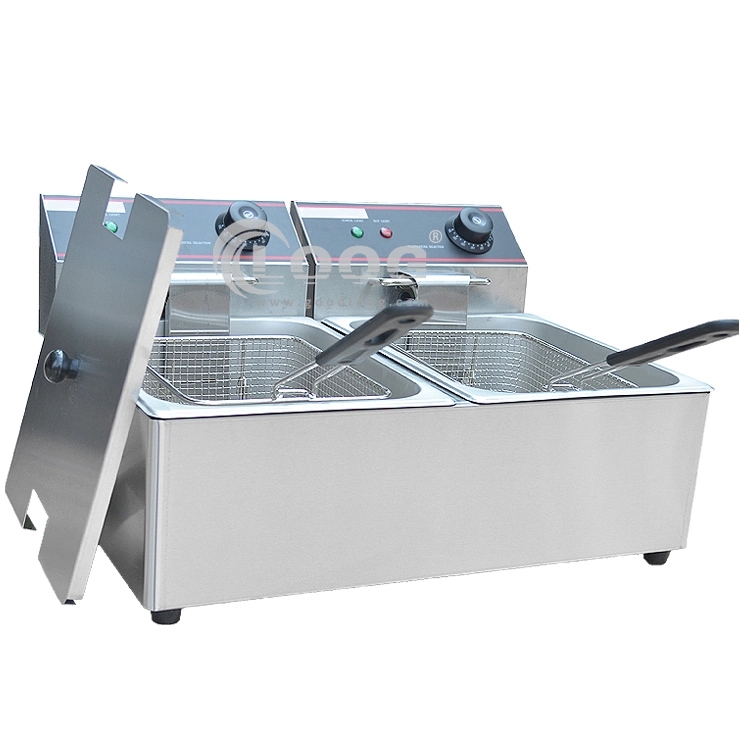 Restaurant Double Tank Double Basket Stainless Steel Food Machinery Frying Potato Stainless Steel Fryer Machine