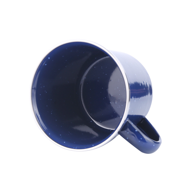 Stainless Steel Rim Metal Enamel Coffee Cup with Printing