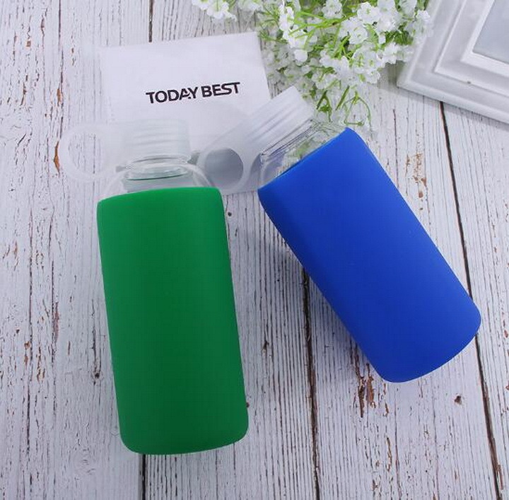 Portable Sports Silicone Anti-Scald Single Layer High Borosilicate Glass Mug