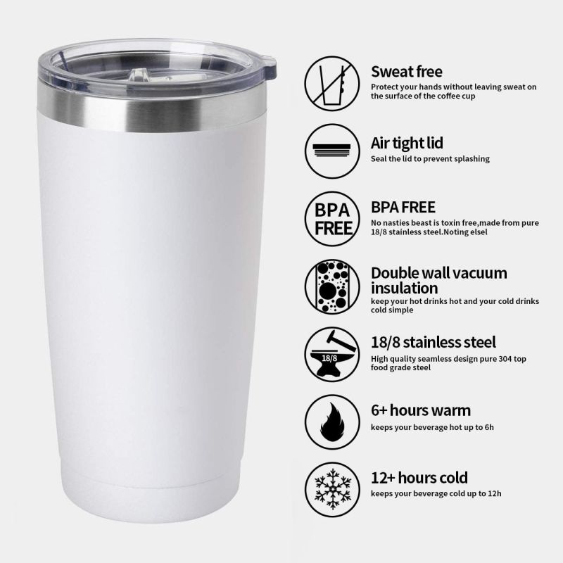 18/8 Stainless Steel Double Wall Tumbler 20oz Insulated Coffee Travel Mug Tumbler