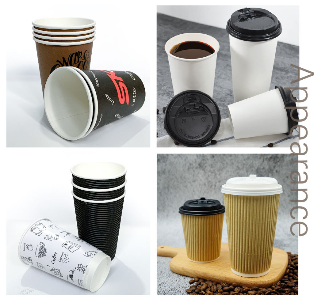 Disposable Generic Corrugated Wall Insulation Paper Cup with Lid