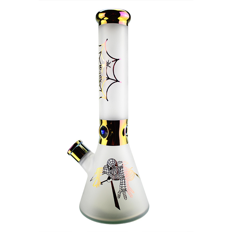 Glass Beaker Sandblast Spider Man Smoking Water Pipe Beaker