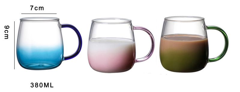 Colored Handle Cup Coffee Cup Milk Cup Juice Cup Creative Heat-Resistant Tea Cup