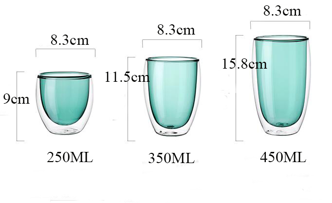 colorful Glass Cup Pyrex Glass Tumber Heat Resistance Coffee Cup Double Wall Coffee Cup