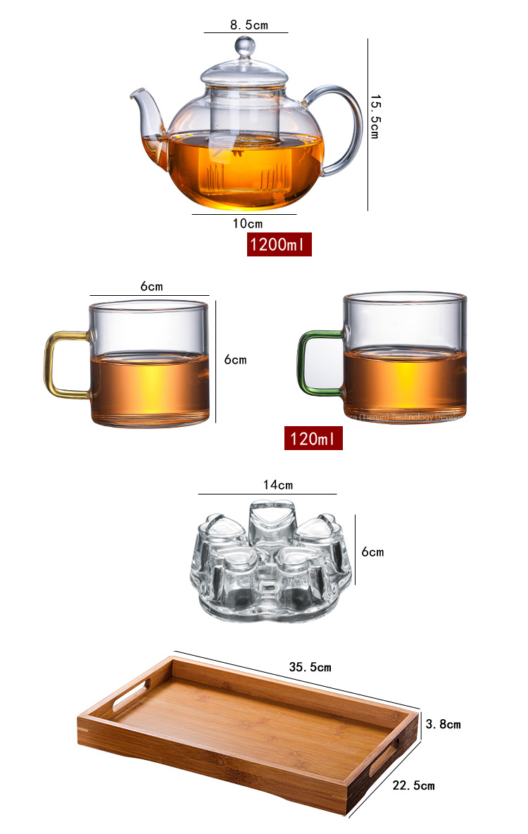 800ml Heat Resistant Borosilicate Glass Tea Pot Set with Glass Infuser