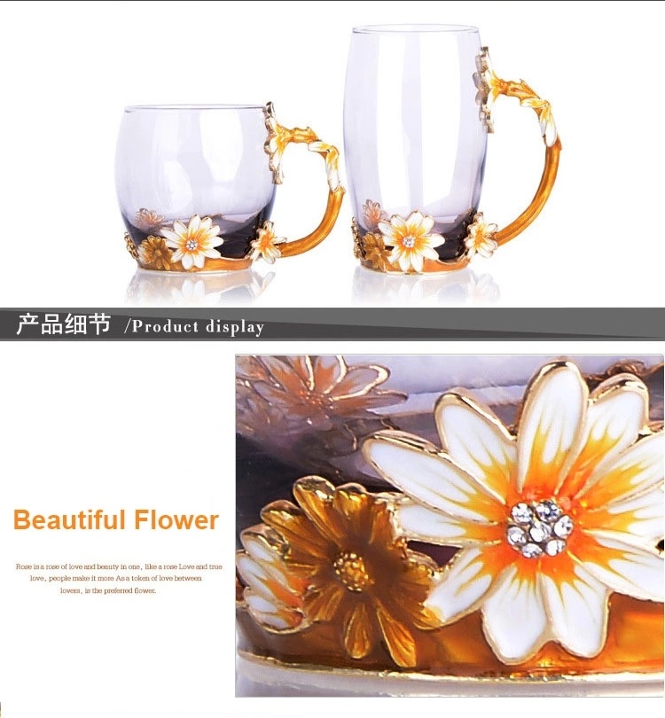 New Design Crystal Glass Luxury Tea Cup/Mug Gift Set