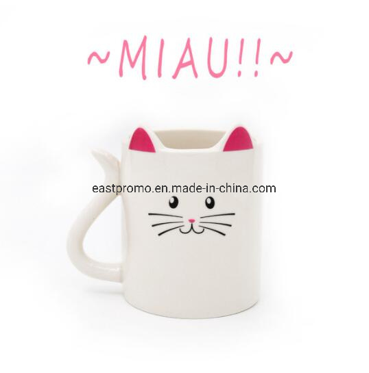 Custom 3D Cat Design Porcelain Ceramic Mug, Gift Mug for Giveaways