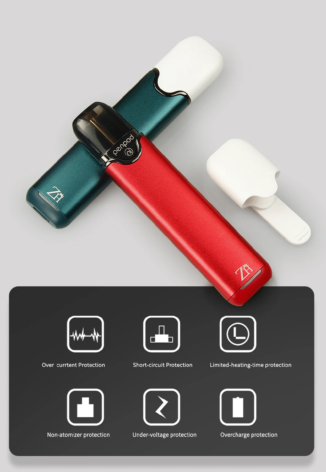 High Value 450mAh Ceramic Coil Red Color Starter Kit E-Cigarette Pod Vape Pen