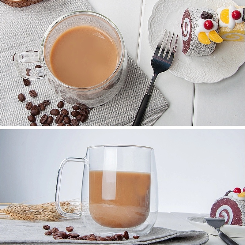 Heat Resistant Double Wall Glass Coffee Mug Espresso Cup 10oz / Tea Cup Coffee Cup