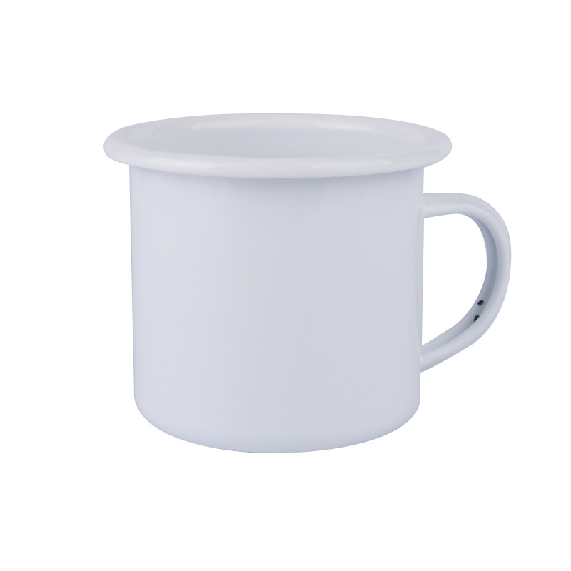 Camping Enamel Mug Cup with Stainless Steel Rim 12 Oz