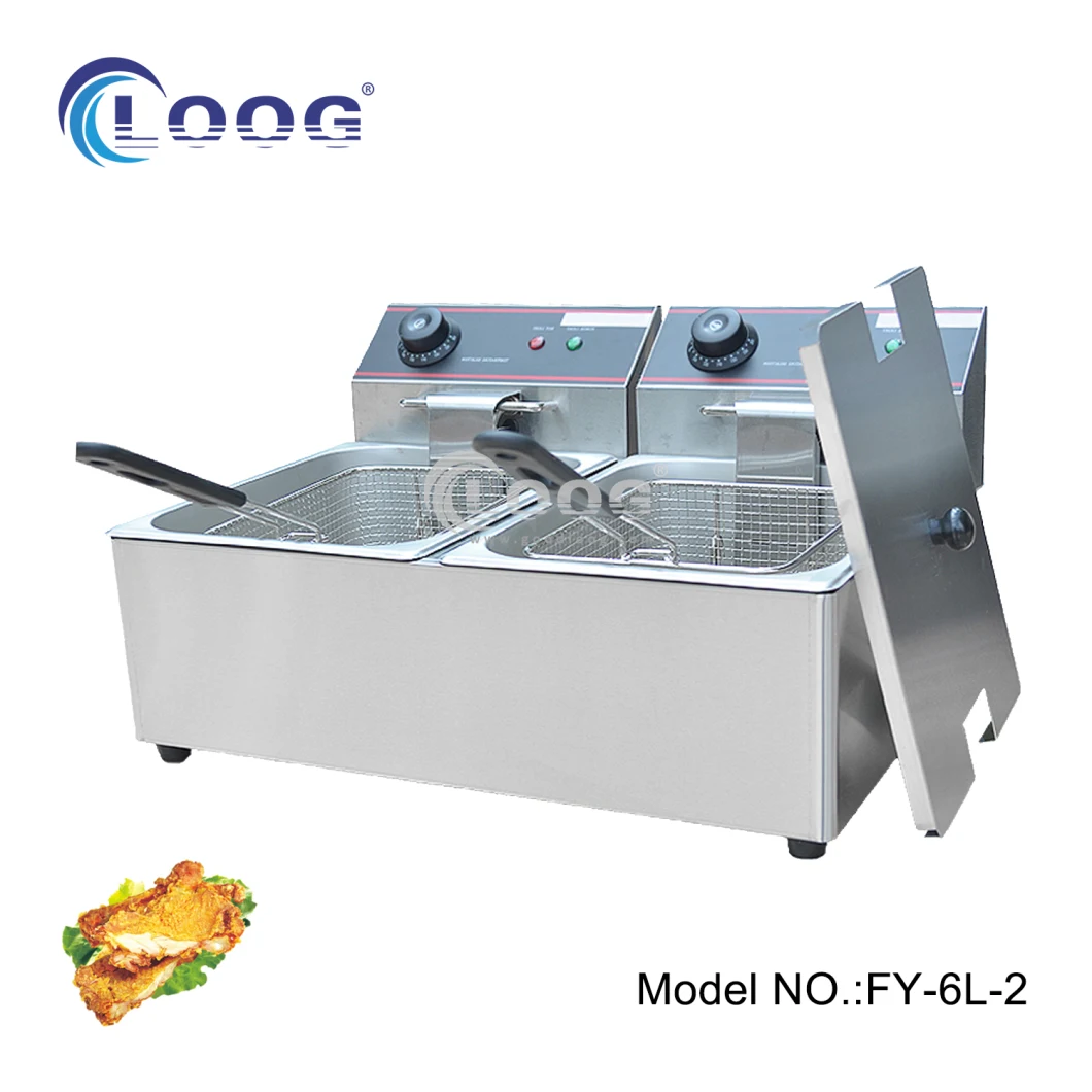 Restaurant Double Tank Double Basket Stainless Steel Food Machinery Frying Potato Stainless Steel Fryer Machine