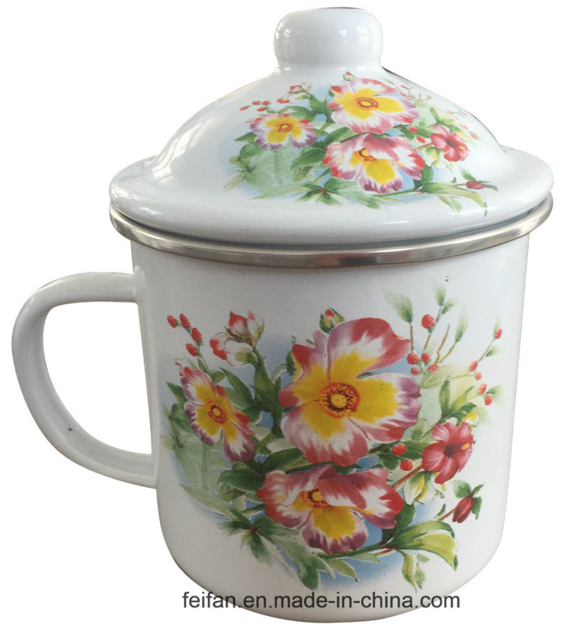 8cm Enamel Cup/Tea Mug with Cover