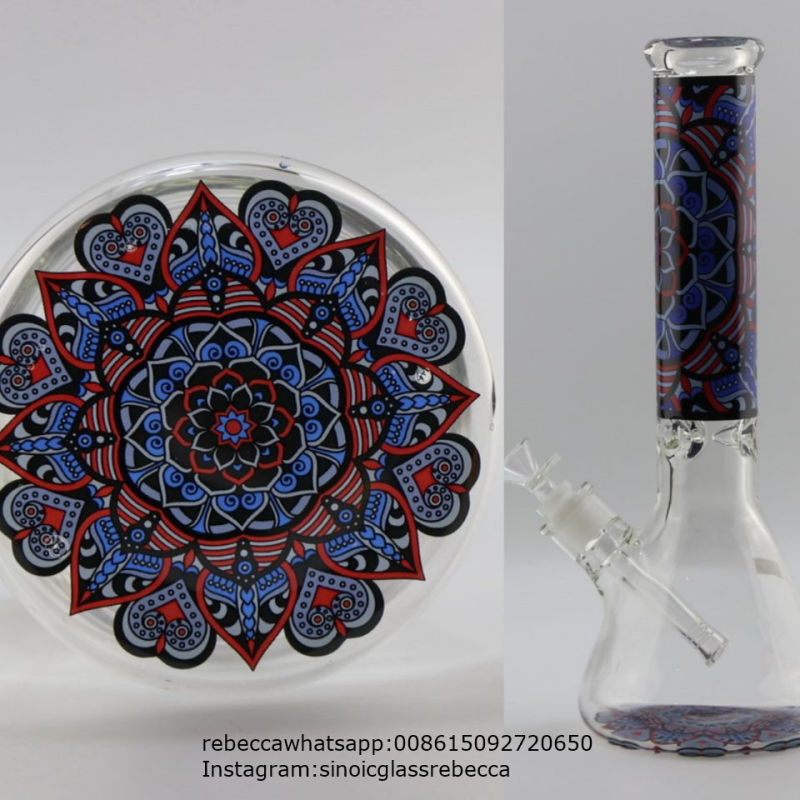 colorful Decal New Design Beaker Base Pipe Glass Water Pipe Beaker