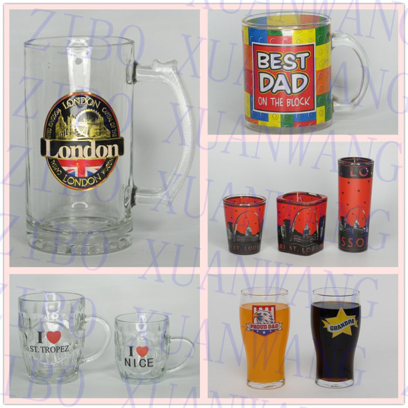 Glass Mug with Decal Shotglass Shooter Square Mug Glassware