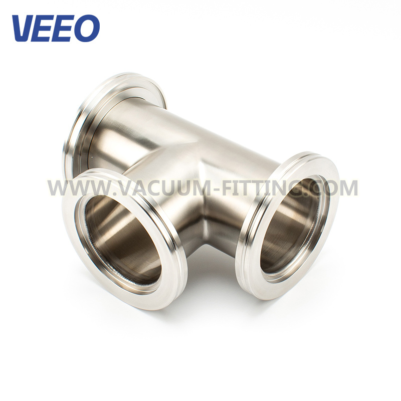 Stainless Steel Vacuum Flange Fittings Components ISO-Mf Tee