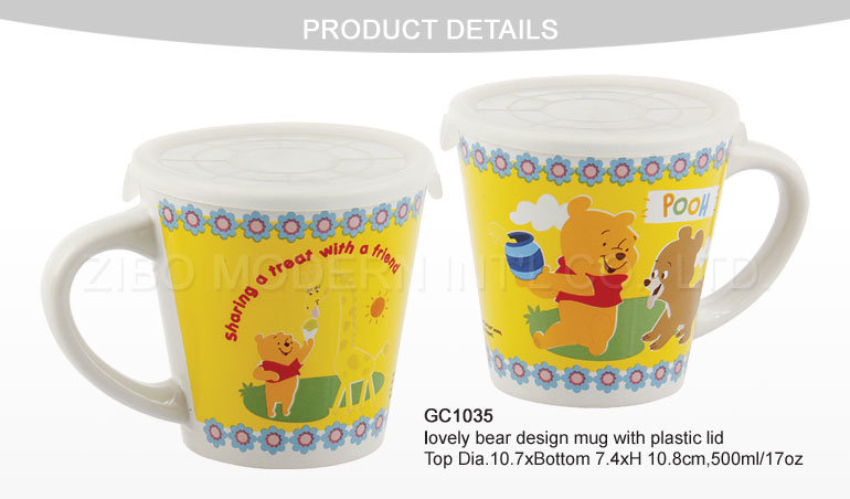 Coffee Milk Cup Mug Office Ceramic Mug with Plastic Lid