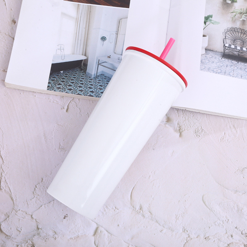 750ml Double Walled Mug Insulated Travel Mug Water Bottle Stainless Steel Tumbler with Straw