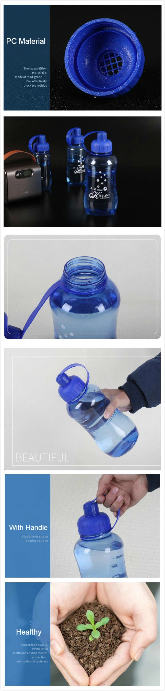 Large Capacity BPA Free Plastic Water Bottle Travel Portable Plastic Water Cup