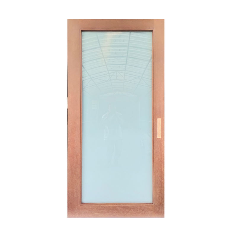 Nature Veneer Laminated Glass Sliding Barn Door for Bathroom Entry Door