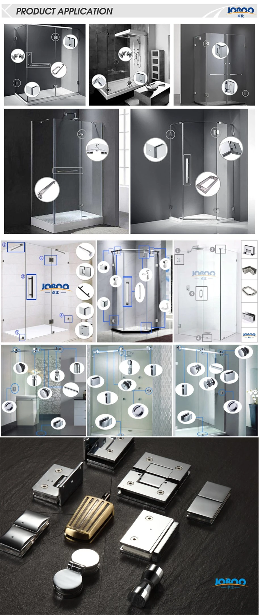 Export Products Brass 90 Degree Frameless Shower Screen Glass Auto Close Door Closing Hinges